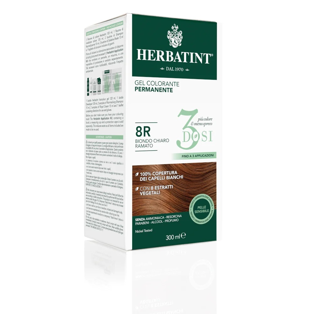 HERBATINT Gel coloration permanente Herbatint 3 doses 8R blond cuivré clair 300 ml