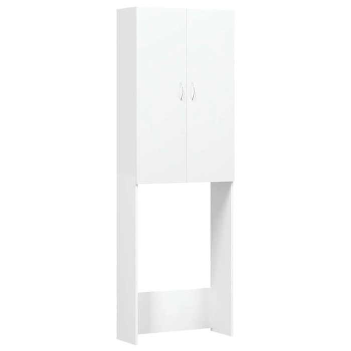 vidaXL Wasmachinekast, Wit, 64x25,5x190 cm, Samengesteld Hout, Wasruimtekast met 2 Deuren en 3 Planken 808413