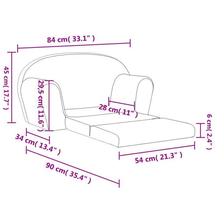Sofá-cama infantil de 2 lugares vidaXL, mini sofá com capa removível, sofá para crianças pequenas, móveis para quarto infantil, 356999