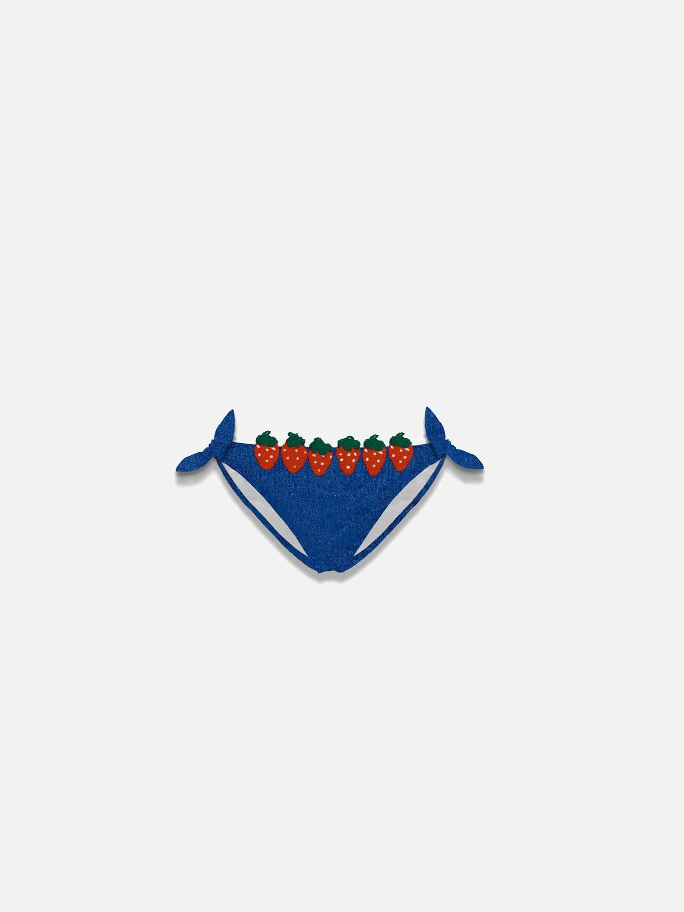Denim zwembroekje voor meisjes met aardbeienpatch