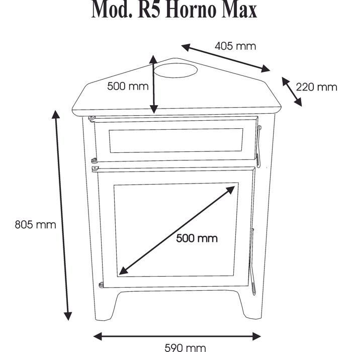 Estufa de leña - PANADERO - R5 Oven Max - 11 kW - Acero gris antracita - Diseño triangular