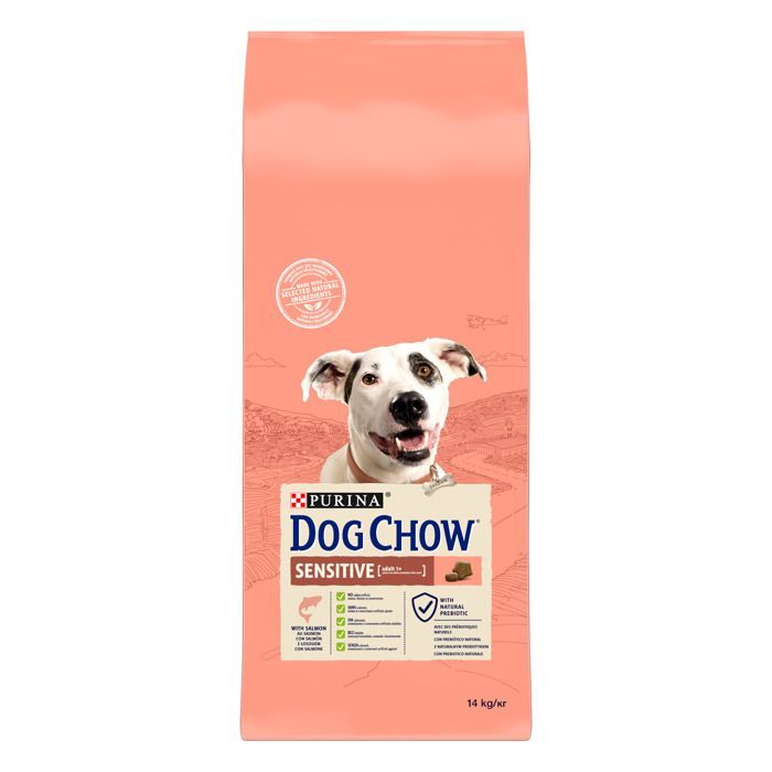DOG CHOW Sensitive Hundefutter mit Lachs - 14 kg - Futter für ausgewachsene Hunde