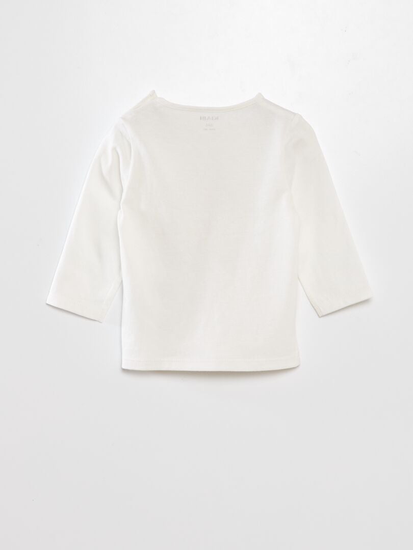 Bedrukt T-shirt met lange mouwen - Wit patroon