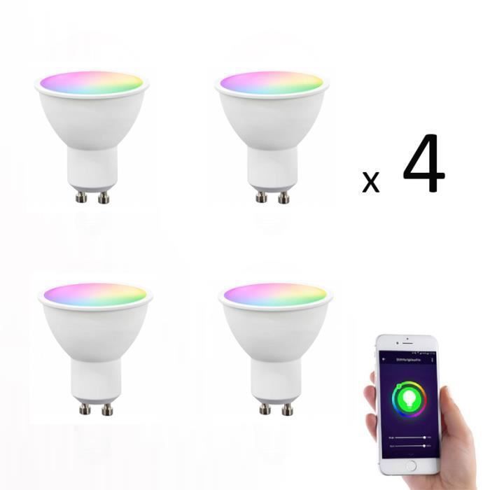 (Pack of 4) GU10 LED Smart Bulb with Wifi - RGB - 4.8W - >380 lm