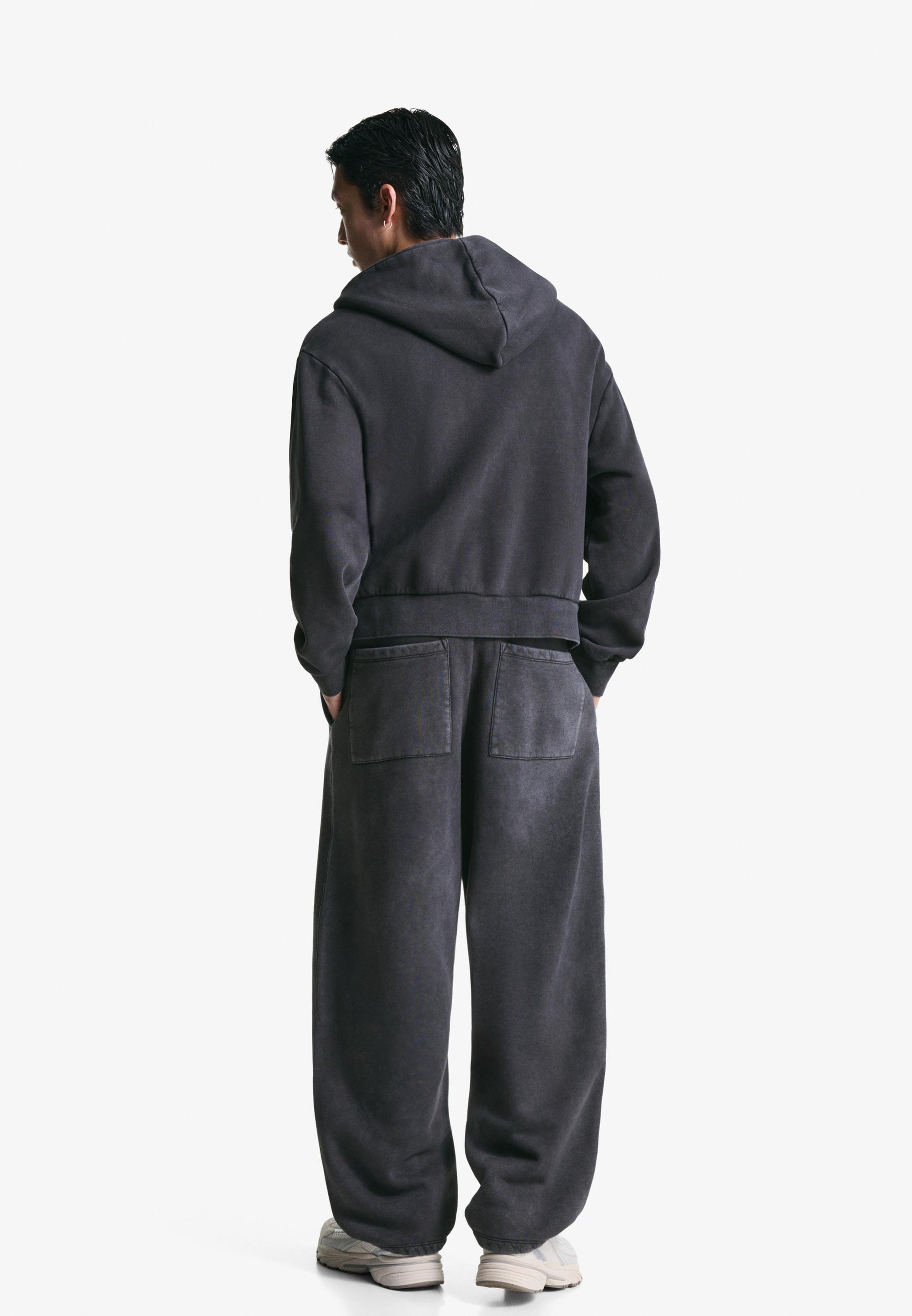 Bershka BALLOON - Tracksuit bottoms - mottled dark grey