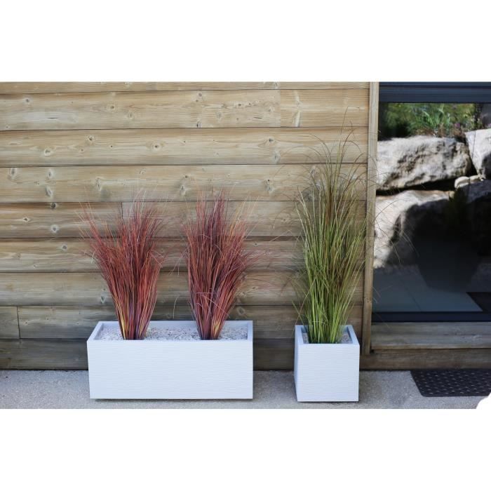 Maceta cuadrada de 30 cm - EDA - Graphit Up - 21 L - Interior/Exterior - 29,5 x 29,5 x 29,5 cm - Acabado blanqueado