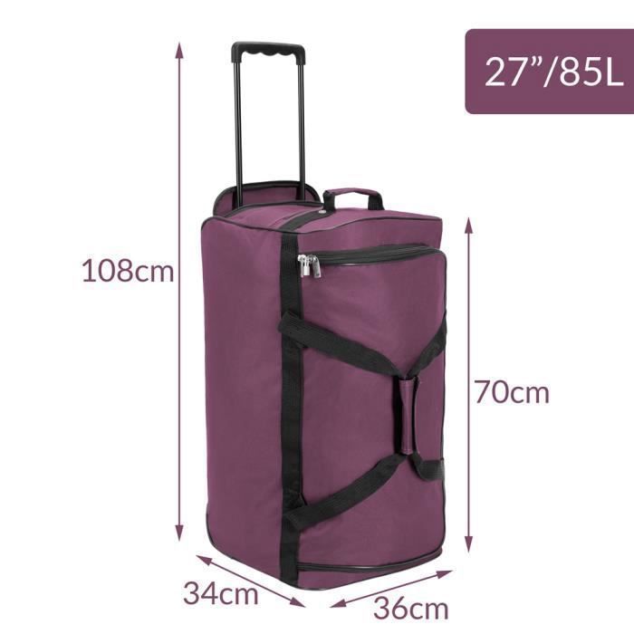 Monzana® Sac De Voyage 85L Violet à roulettes trolley sac de sport poignée télescopique 2 roues verrouillable transport