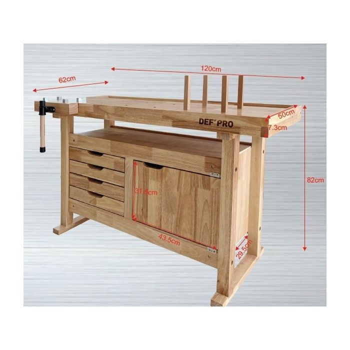 Juego completo para taller: carro de herramientas de 3 niveles + banco de trabajo de madera de 4 cajones