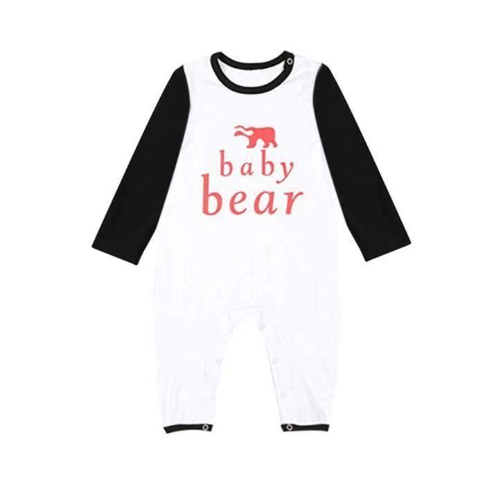 Pijama enterizo a cuadros para bebé niña de FUNMOON, ropa de dormir familiar a juego para Navidad - Blanco