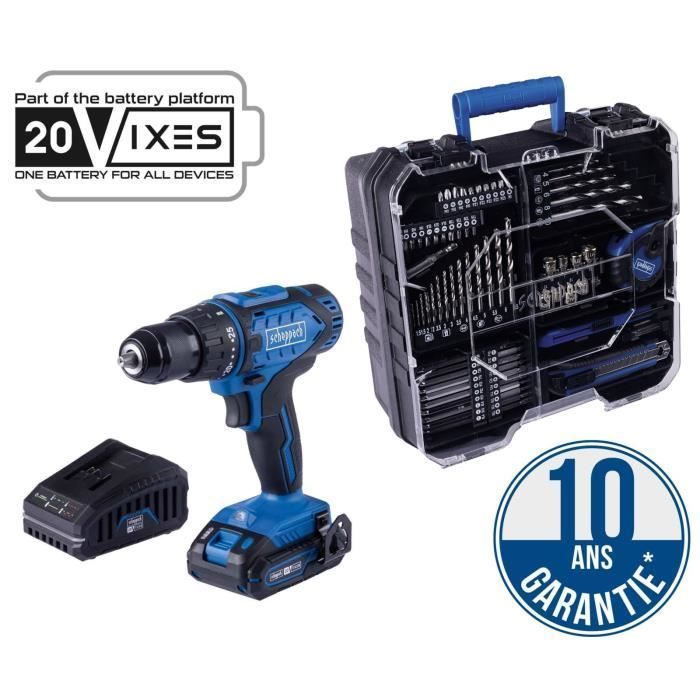 C-DTB74/1-X Cordless Drill Driver Kit - 50Nm, 13mm Chuck + 74 Accessories - SCHEPPACH 20V IXES + 2Ah Battery + Charger