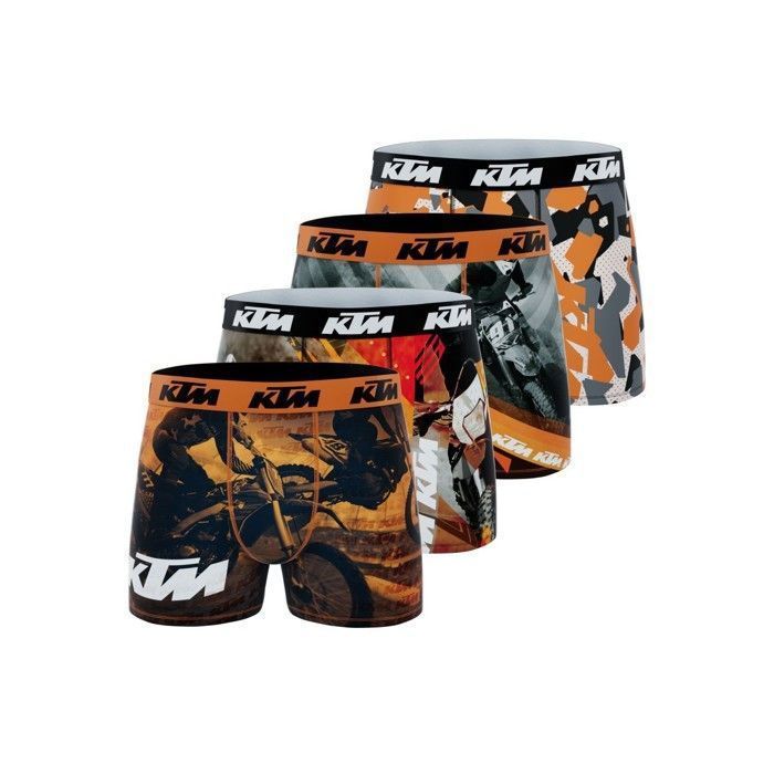 KTM Men's Boxer Shorts, Men's Underwear - Black (Pack of 4)