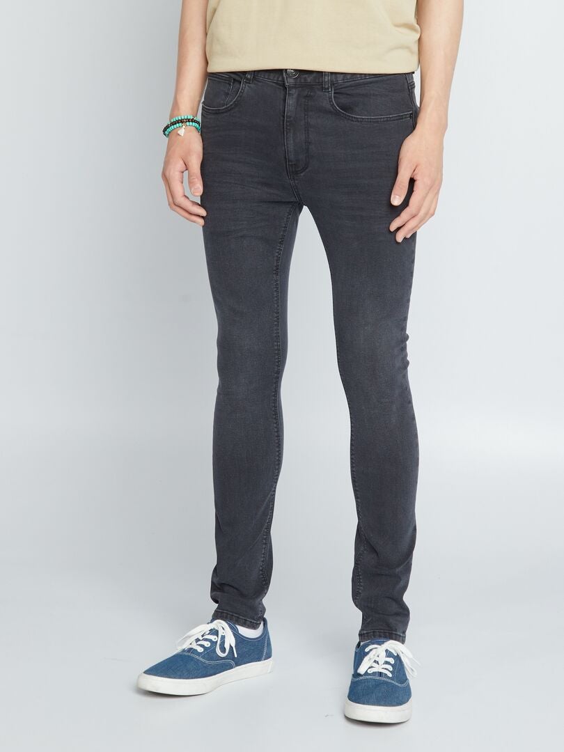 Calça jeans skinny elástica - 5 bolsos - CINZA