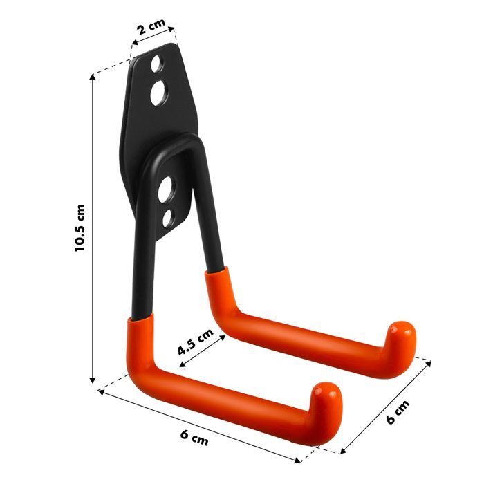 Soporte de pared para garaje - Maclean - MC-442 - Acero - Carga máxima 70 kg - Negro y naranja