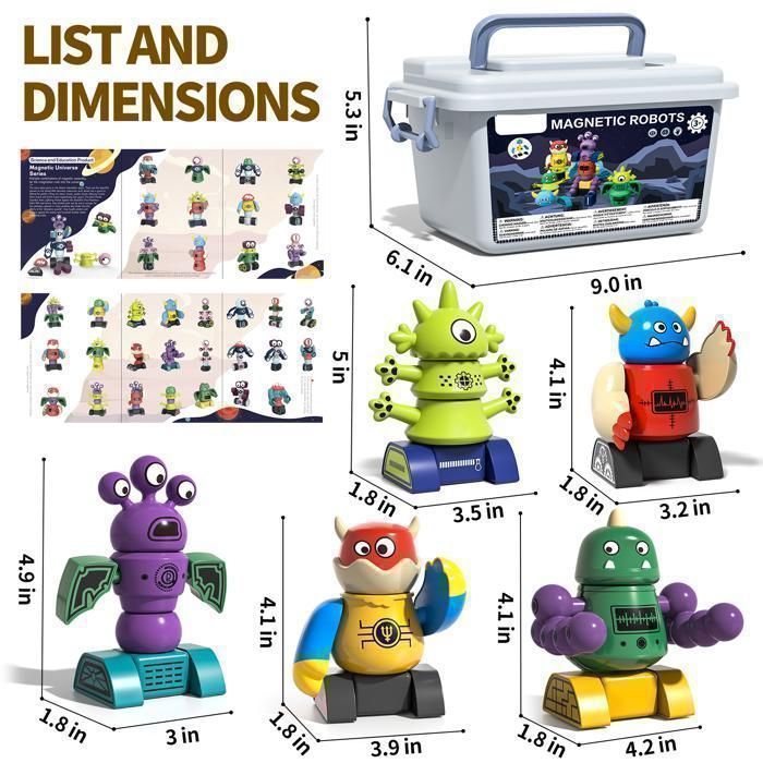 Jeu de construction magnétique-Kukufun -Set Monstres 35 pièces- Jouet éducatif STEM 3-8 ans-Cadeau enfant