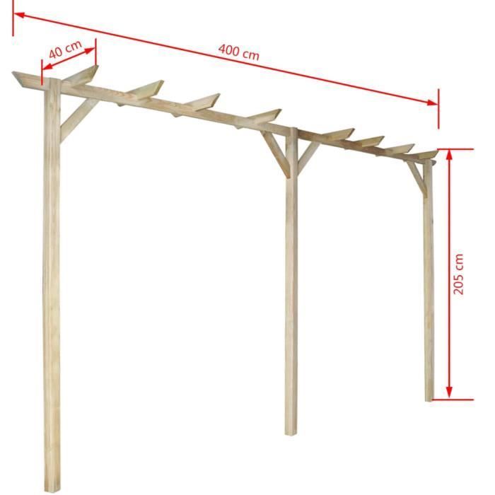 Pérgola de jardín de madera - VINGVO - 400 x 40 x 205 cm - Verde - Resistente a la putrefacción - Fácil de montar