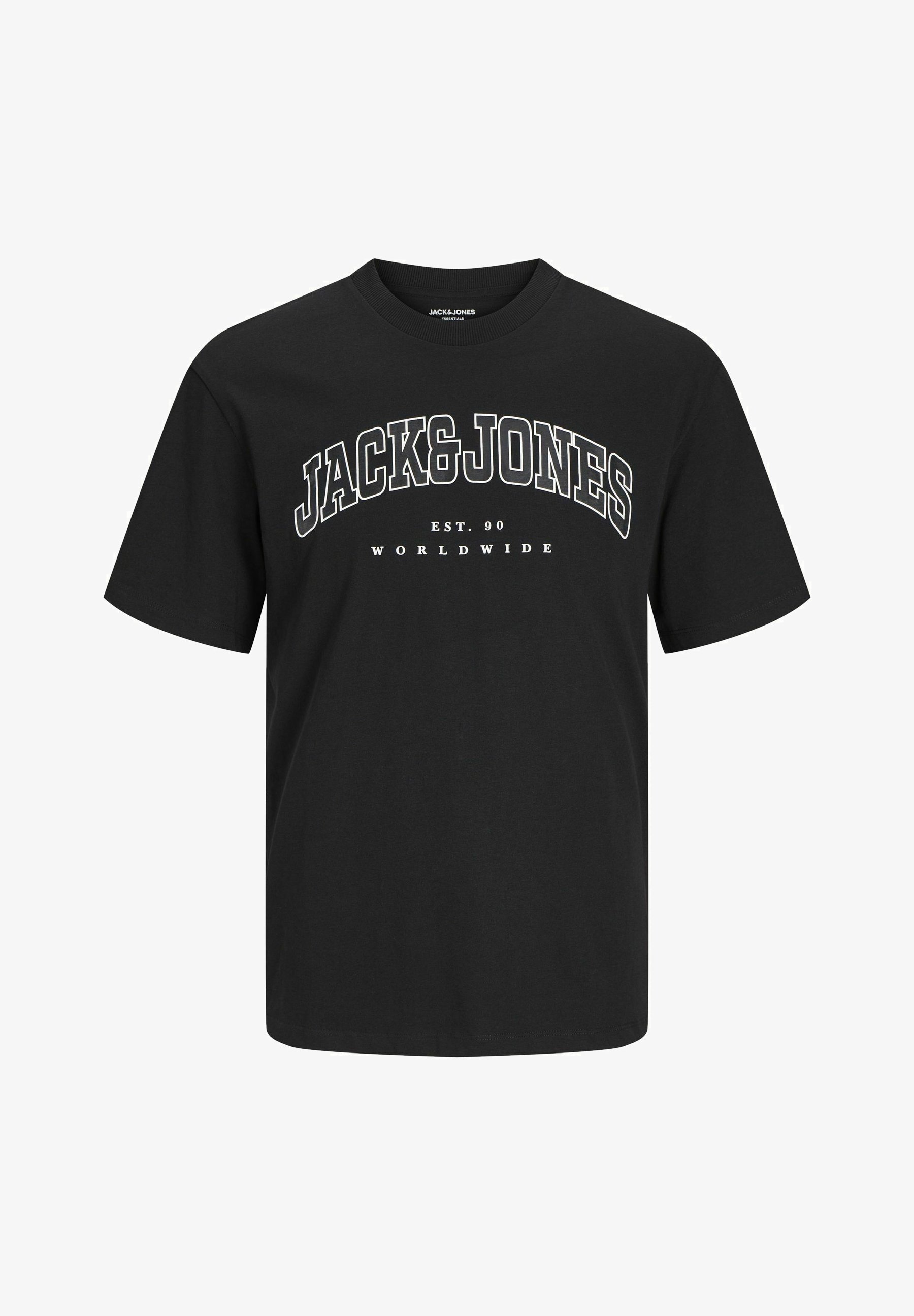 Maglietta Jack & Jones JJECALEB VARSITY TEE O NECK - T-shirt stampata - nera