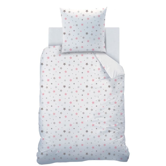 Juego de ropa de cama infantil 100% algodón - MATT & ROSE - SWEET DREAMS PINK - Blanco/Rosa - 140x200+63x63cm