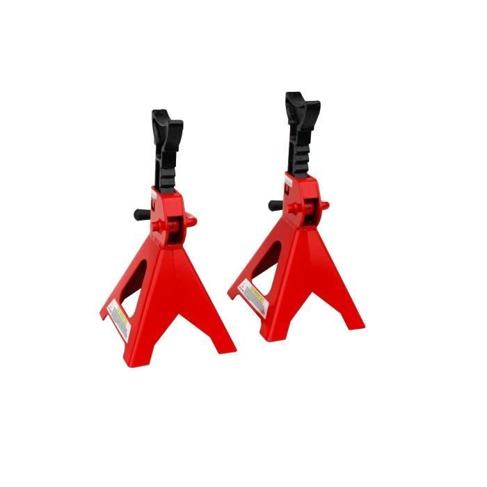 Ratchet axle stands - Varan Motors - 3 Tons - 27-42 cm - Red and black - Quick adjustment