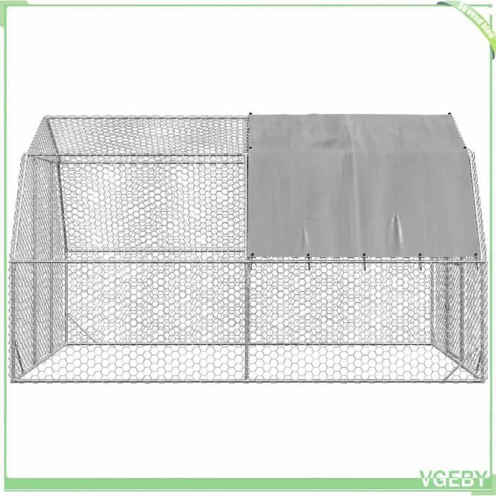 Galinheiro VGEBY com telhado, 2,5 x 4 x 2,25 m, aço galvanizado - 7894202968618