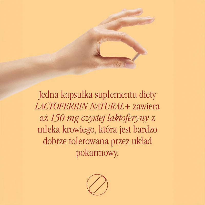 Kapsuly výživového doplnku Health Labs Care Lactoferrin Natural+ na podporu trávenia