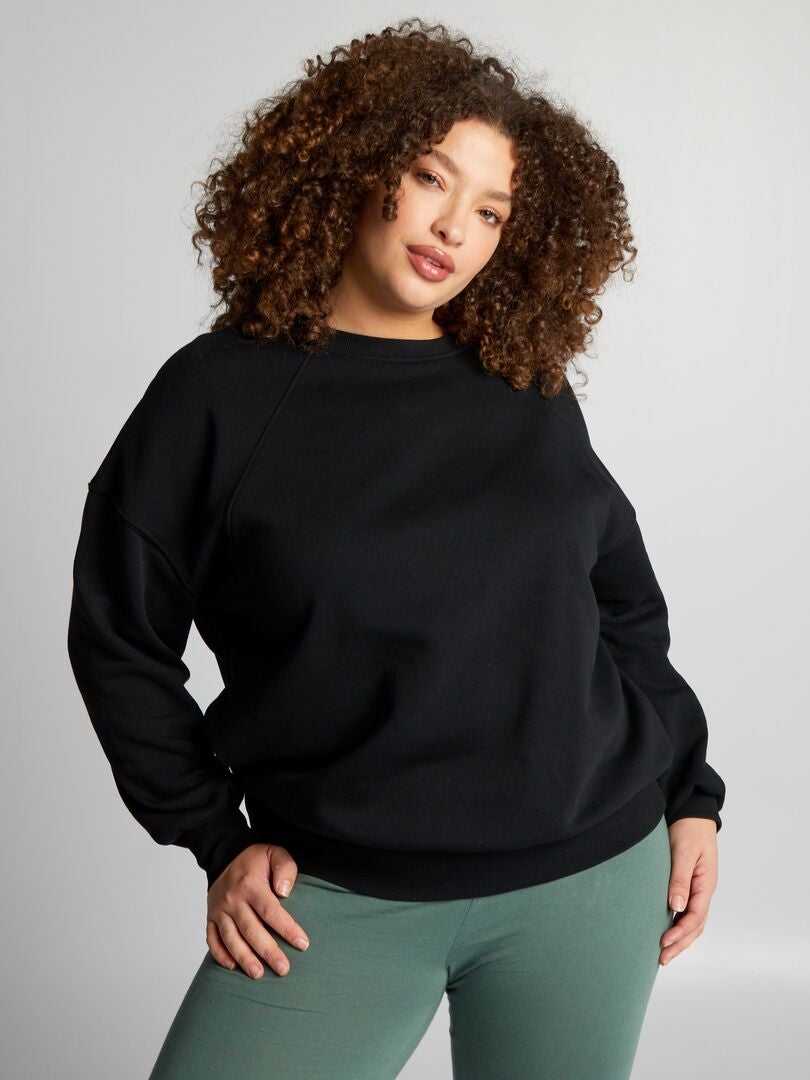 Oversized sweatshirt van fleecestof - zwart