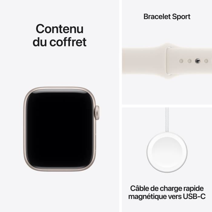 Apple Watch SE 3 GPS + Cellular - 44mm - Boîtier Starlight Aluminium  - Bracelet Starlight Sport Band - S/M