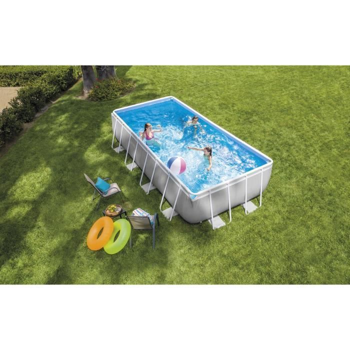 Kit de piscina tubular elevada Intex - Estructura Pris - 488 x 244 x 107 cm - Rectangular (Lona, alfombrilla para el suelo y escalera) - 26792NP