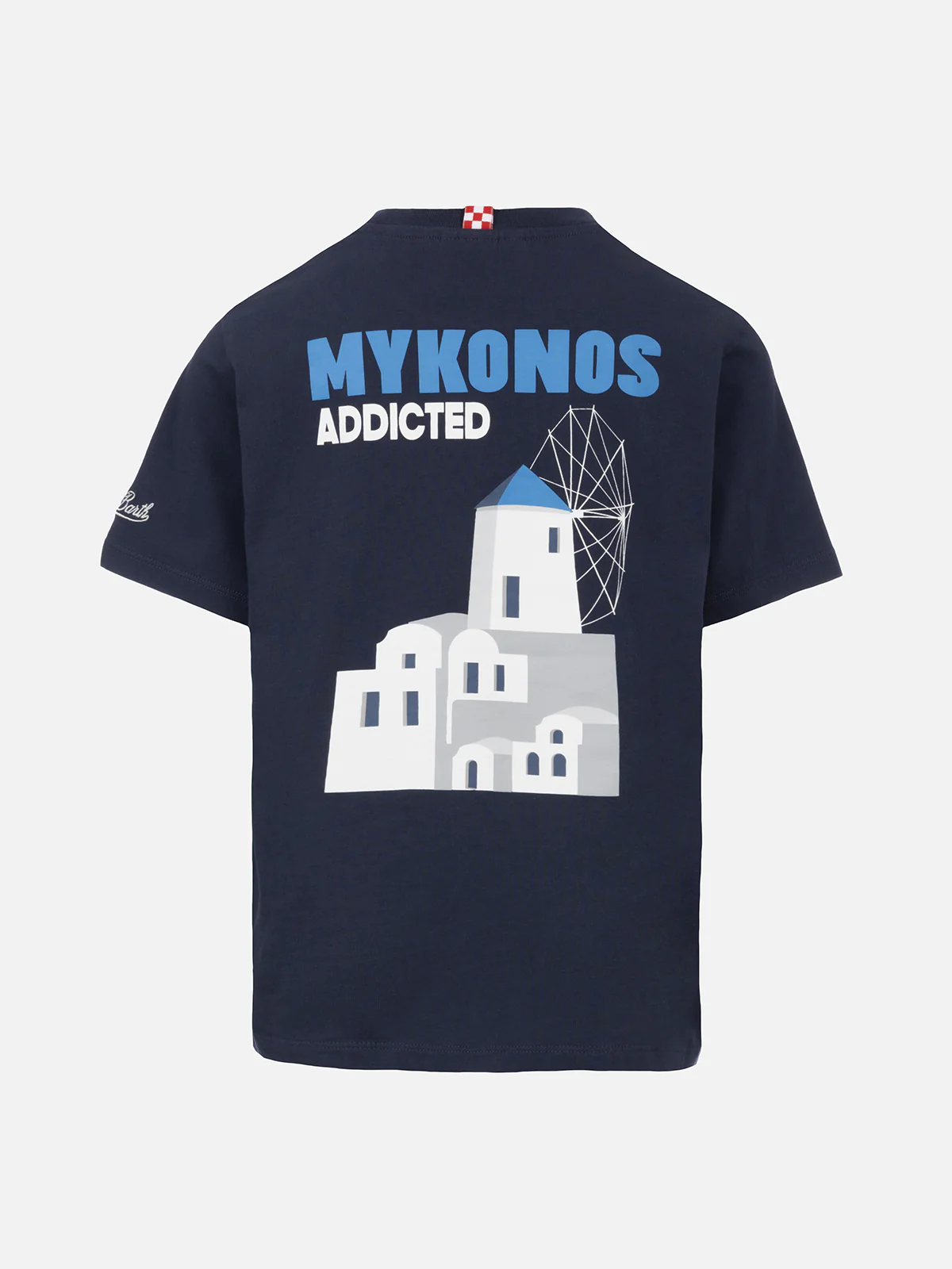 T-shirt da bambino in cotone con stampa di cartoline Mykonos dipendent