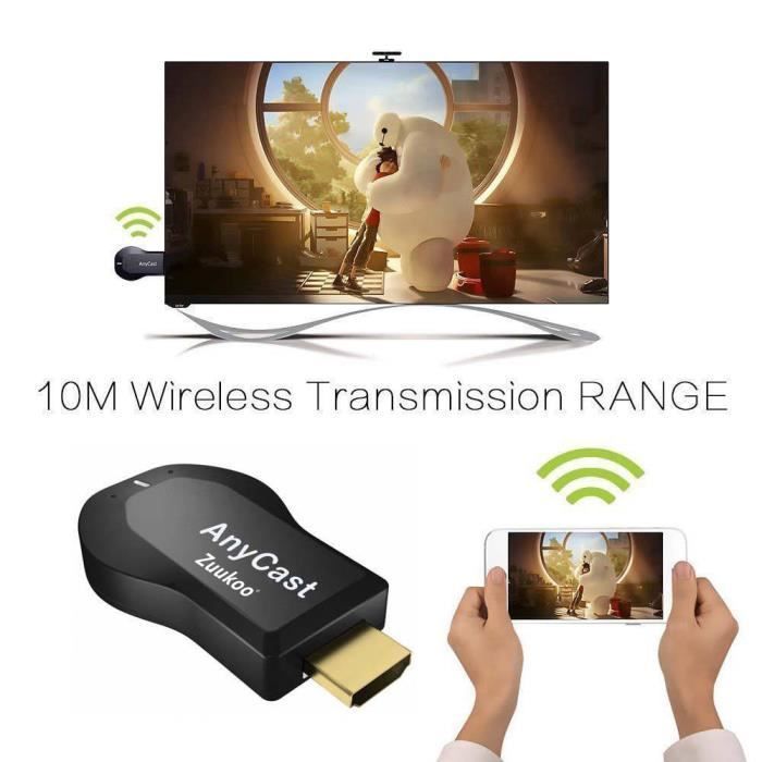Miracast Dongle HDMI 1080p TV Stick Adapter - MiraScreen - 2.4G WiFi Display - Black - DLNA