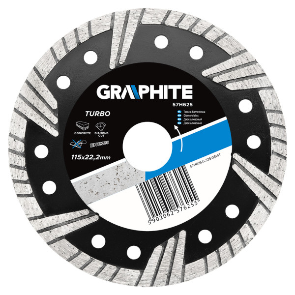 Tarcza diamentowa 115x22.2mm turbo GRAPHITE 57H625