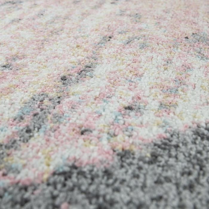 Colorful Abstract Geometric Design Short Pile Living Room Rug in Pastel Tones [80x150 cm]