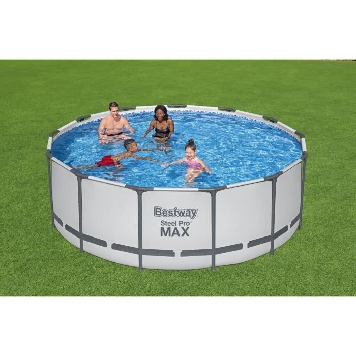Kit de piscina tubular elevada BESTWAY - Steel Pro Max™ - 396 x 122 cm - Redonda (Incluye bomba, escalera, cubierta y cartucho)