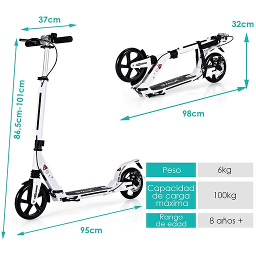  Costway Folding Scooter, Supports Up to 100kg