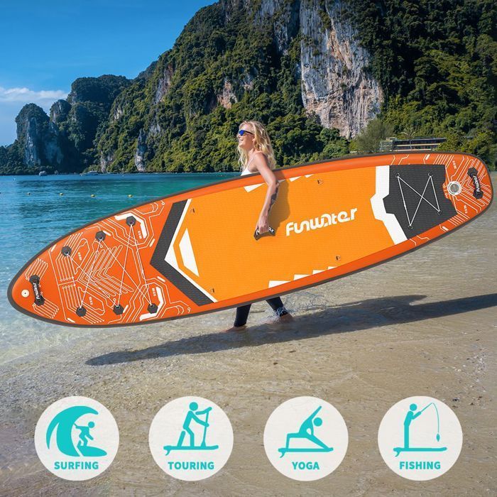 Tavola da SUP gonfiabile FunWater Stand Up, tavola da SUP antiscivolo, tavola da SUP per sport acquatici, tavola da surf, SUP