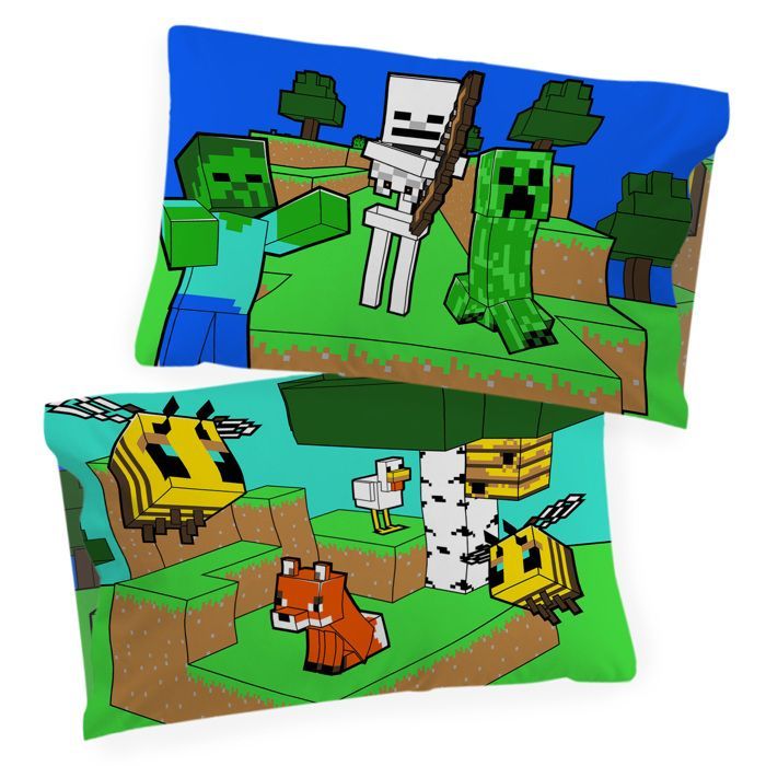 Juego de ropa de cama infantil Minecraft Creative Mode, 140x200 cm, 100% algodón, cama individual