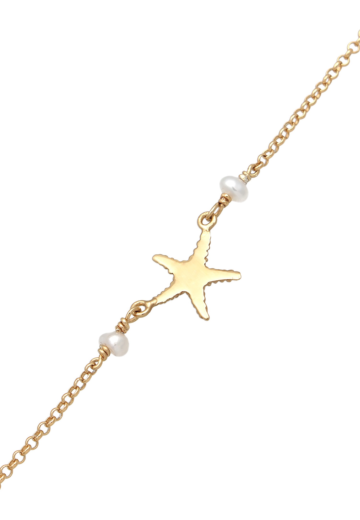 Elli Femmes Choker Étoile de mer Pendentif Plage avec Perle de culture d'eau douce en Argent Sterling 925 Plaqué Or