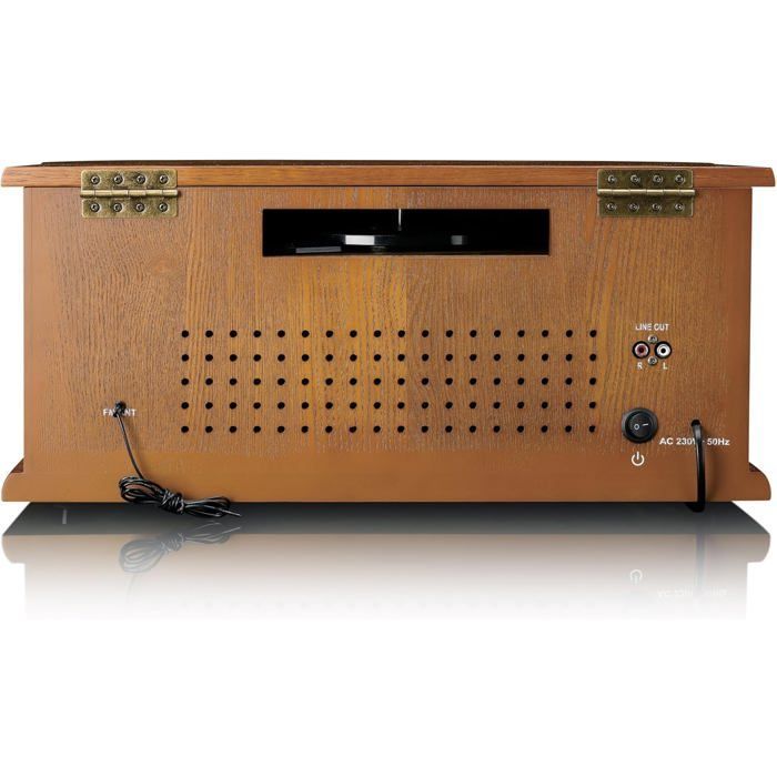 Lenco TCD-2571 Bluetooth-platenspeler, 2x5W-luidsprekers, DAB+-radio, cd-speler, cassettedeck, 3 snelheden, hout