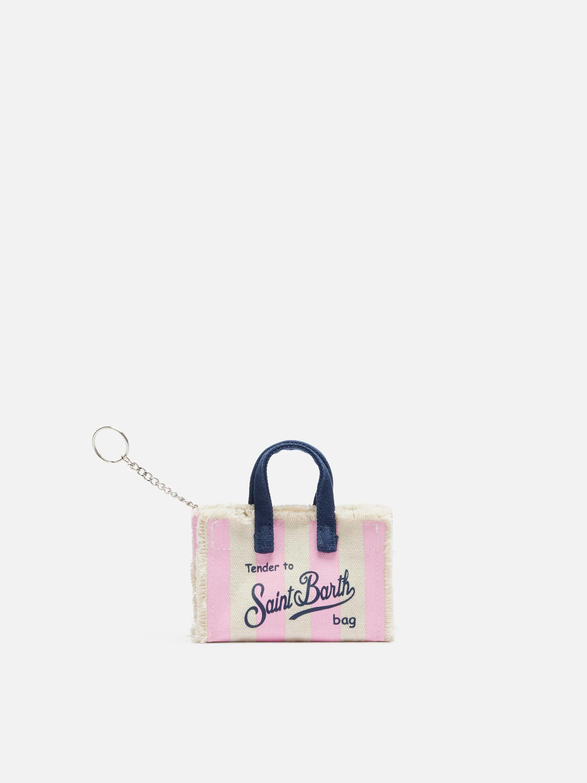 Portachiavi Keybag in canvas di cotone a righe rosa