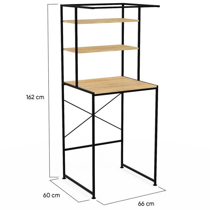 IDMARKET Meuble étagères de rangement dessus machine à laver DETROIT design industriel