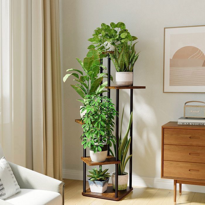 Plant Shelf - Bamworld - 5-Tier Plant Stand - Suitable for Living Room, Bedroom, Balcony, etc. - Brown