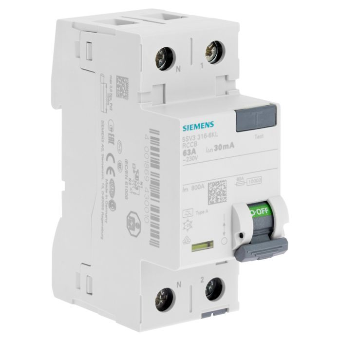 Interruptor de corriente residual 30 mA 63 A Tipo A