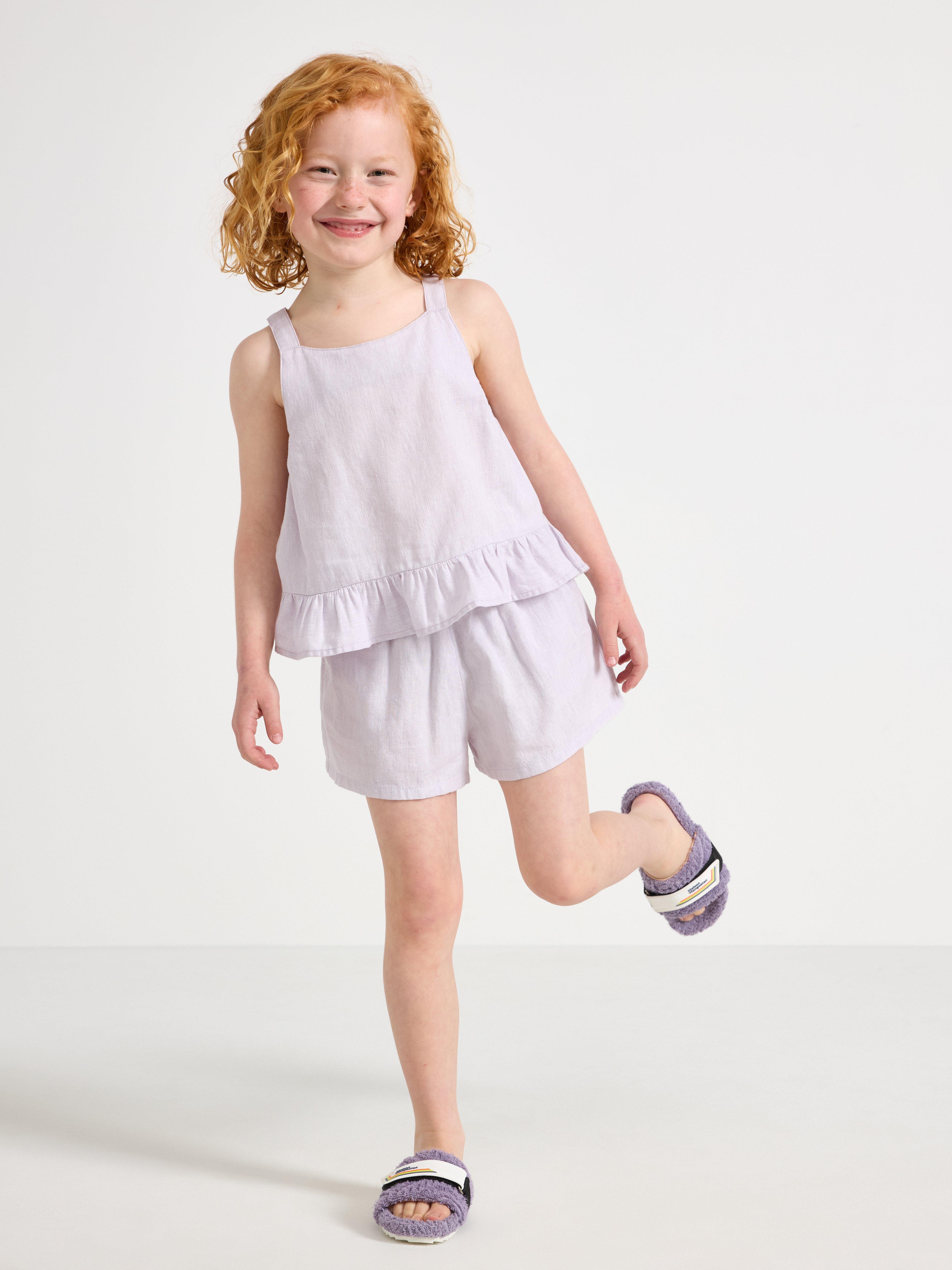 Shorts i linneblandning Lilas clair et poussiéreux