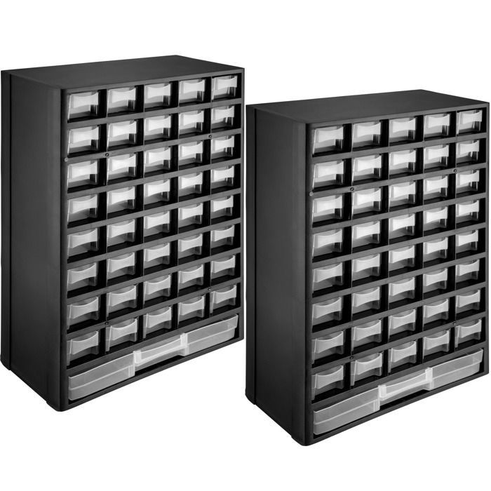 Caja de almacenamiento - TECTAKE - Juego de 2 unidades de almacenamiento con cierre de rosca y 41 cajones transparentes extraíbles y apilables - Negro/Blanco