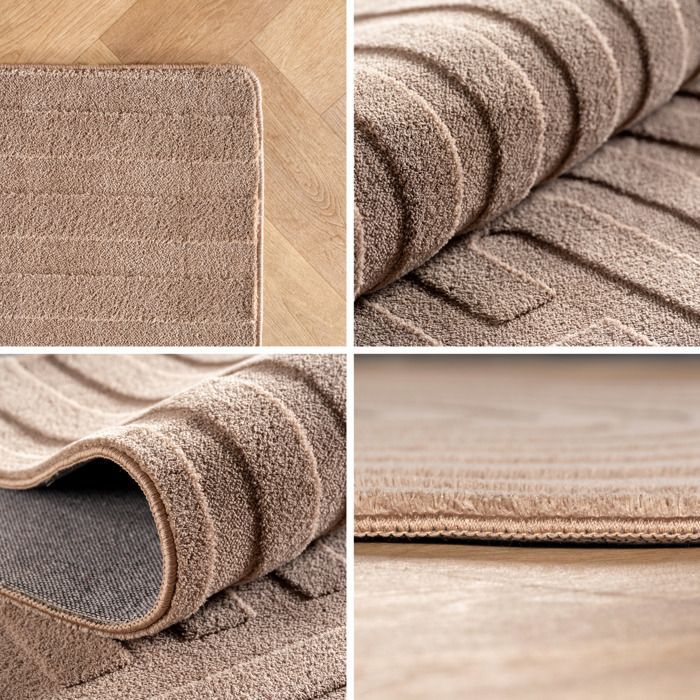 Carpetsale24 Tapis déco grand format 200x290 cm, effet 3D, lavable, doux, beige, design scandinave pour grande pièce