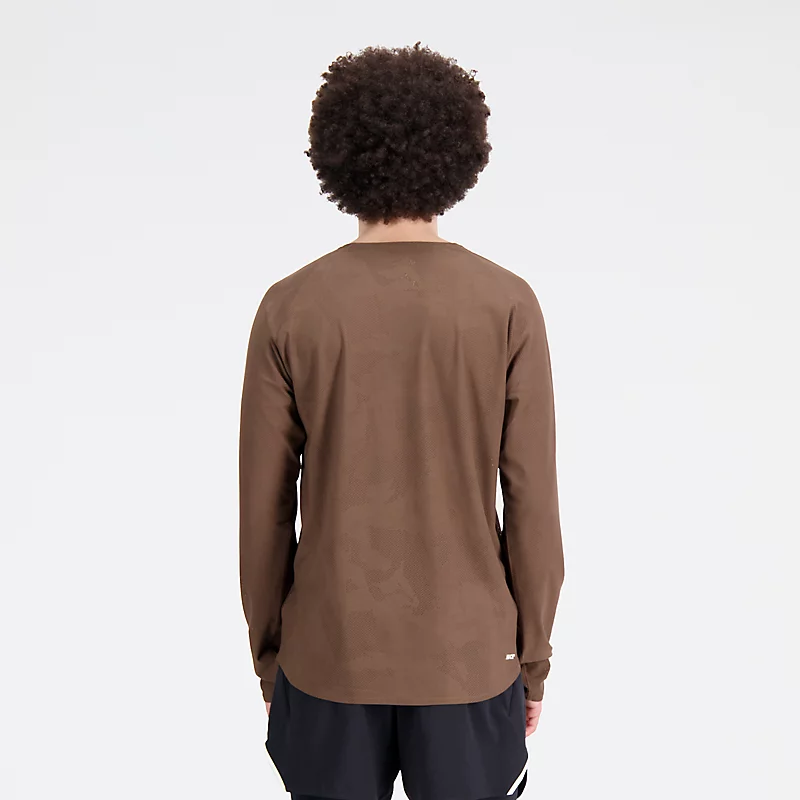 Heren Q Speed Jacquard T-shirt met lange mouwen - Donkere paddenstoel
