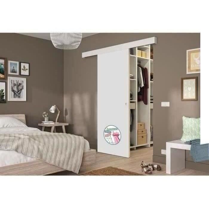 OPTIMUM Skjutdörrskit, vit finish - Skena med 2 mjukstängare + vit skenskydd - 204 x 73 cm