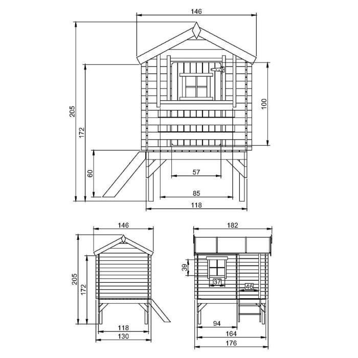 Maison en bois pour enfants - Timbela M501B - 175x130xH205cm