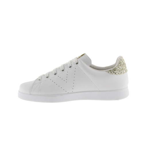  Zapatillas De Piel Victoria Tenis Con Trasera De Glitter Y Logotipo Troquelado