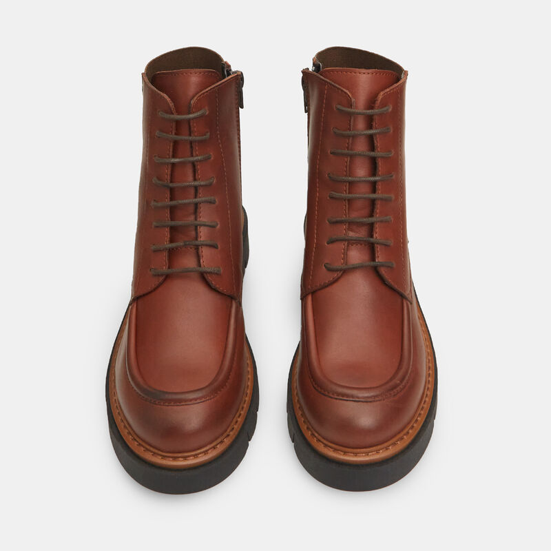 Bata Flexible dames enkellaarsjes van leer met vetersluiting