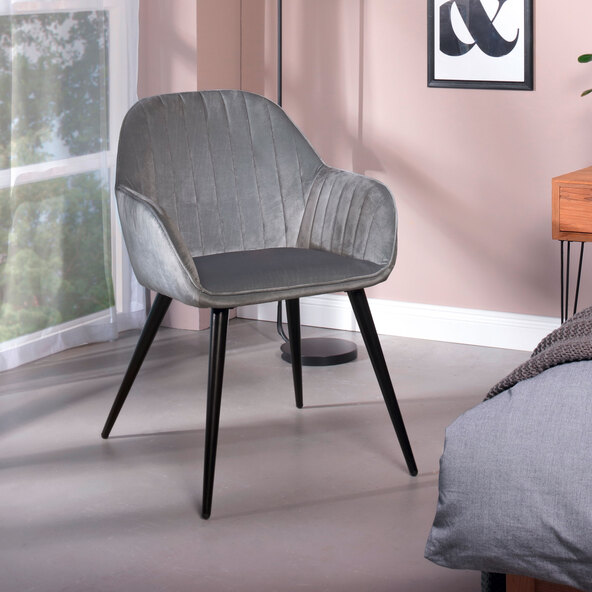 Samettinen nojatuoli, 2 kpl, harmaa